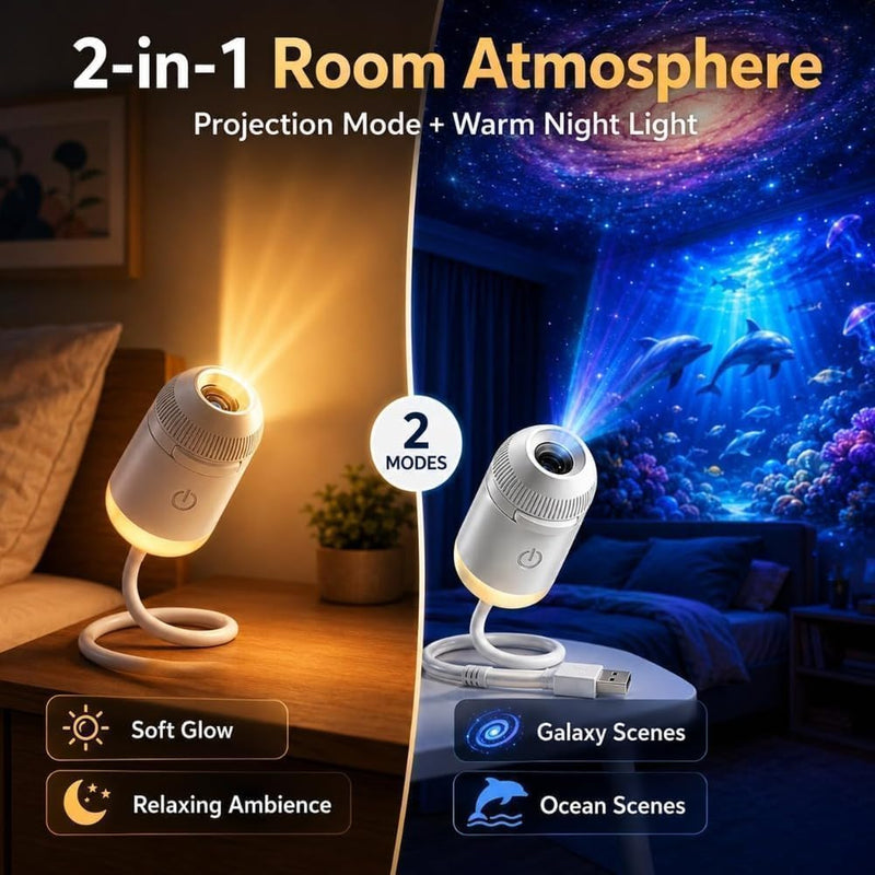 2027 Upgraded Galaxy & Ocean Projector, Plug and Play Hd Star Projector, 360° Adjustable Hd Smart Dynamic 5D Holographic Night Light Projector for Bedroom Ceiling (3 Projection Films)